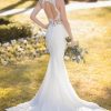Sleeveless Illusion Neckline Crepe Mermaid Wedding Dress With Floral Lace by Stella York - Image 2
