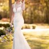 Sleeveless Illusion Neckline Crepe Mermaid Wedding Dress With Floral Lace by Stella York - Image 1