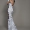 Illusion Long Sleeve Floral Lace Sheath Wedding Dress With Slit by Pnina Tornai - Image 2