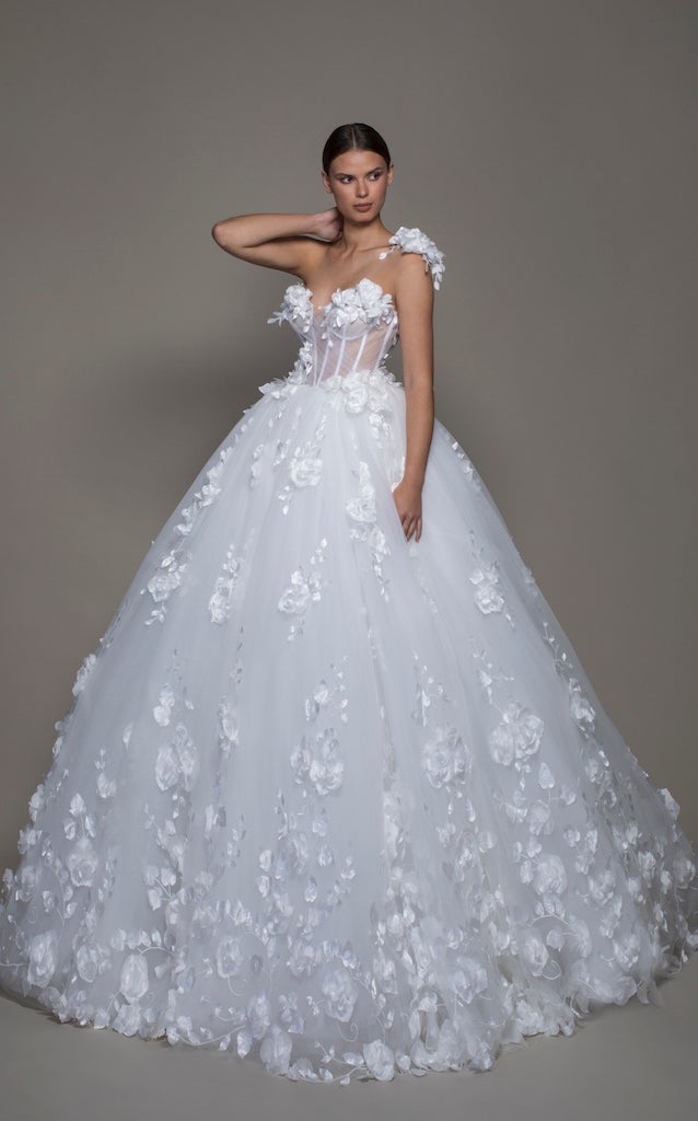One-shoulder Tulle Ball Gown With ...