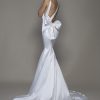 Sleeveless V-neckline Satin Sheath Wedding Dress With Asymmetrical Back by Pnina Tornai - Image 2