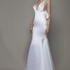 Sleeveless V-neckline Satin Sheath Wedding Dress With Asymmetrical Back by Pnina Tornai - Image 1
