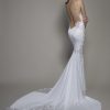 Spaghetti Strap Crepe Sheath Wedding Dress With Floral Applique And Cowl Neck by Pnina Tornai - Image 2