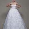 Strapless Sequined Lace Ball Gown Wedding Dress With Flowers by Pnina Tornai - Image 1