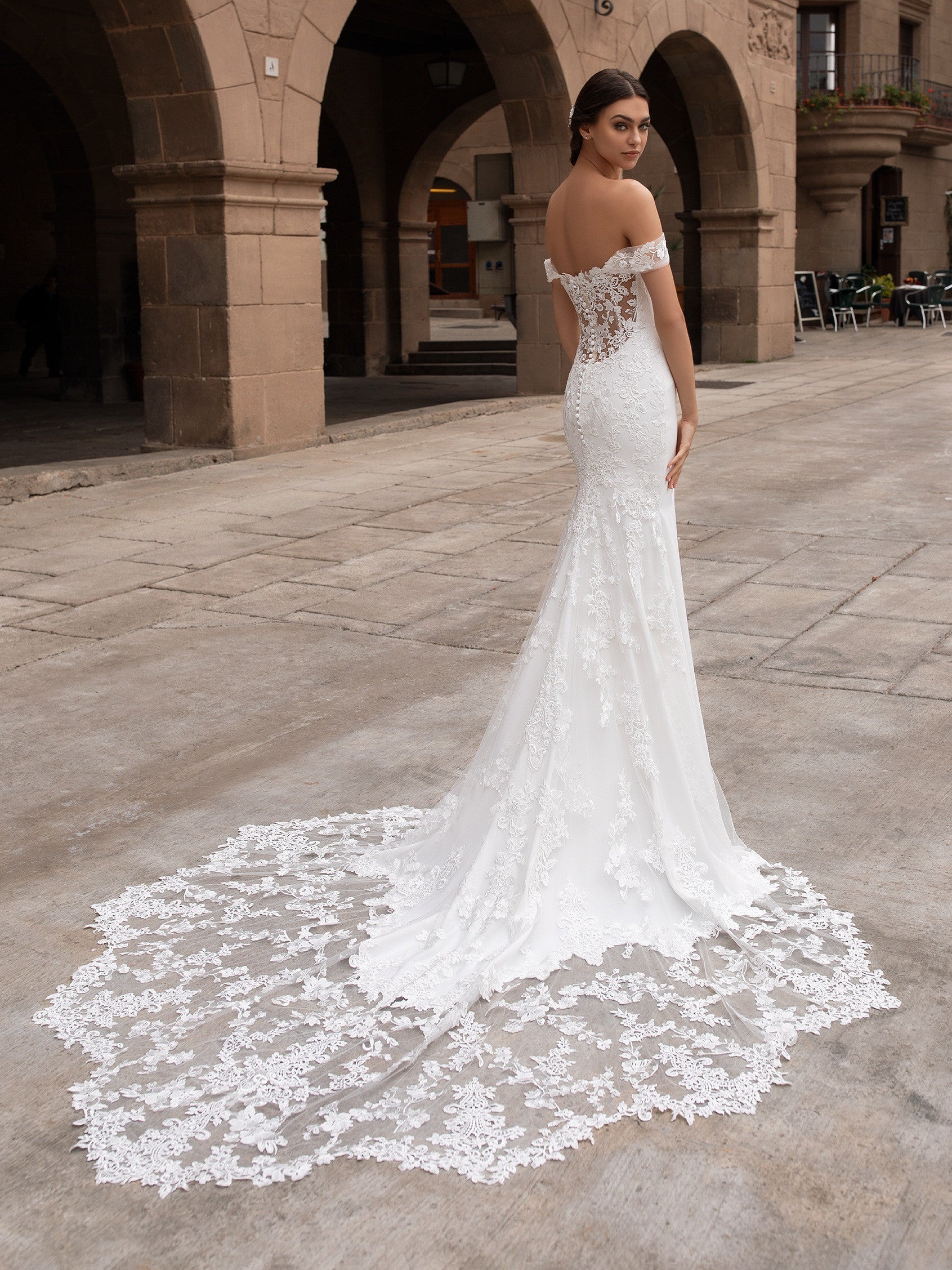 lace wedding dress with train