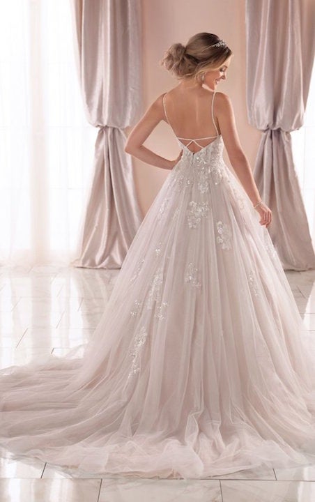 Spaghetti Strap V-neckline Ball Gown Wedding Dress With Beading And Embroidery by Stella York - Image 2