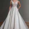 V-Neck Sleeveless Ballgown Wedding Dress With Beaded Lace Bodice by Martina Liana - Image 1