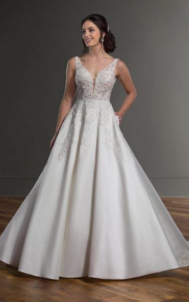 V-Neck Sleeveless Ballgown Wedding Dress With Beaded Lace Bodice by Martina Liana - Image 1