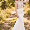 V-Neck Sleeveless Fit And Flare Wedding Dress With Lace Bodice by Mikaella - Image 1