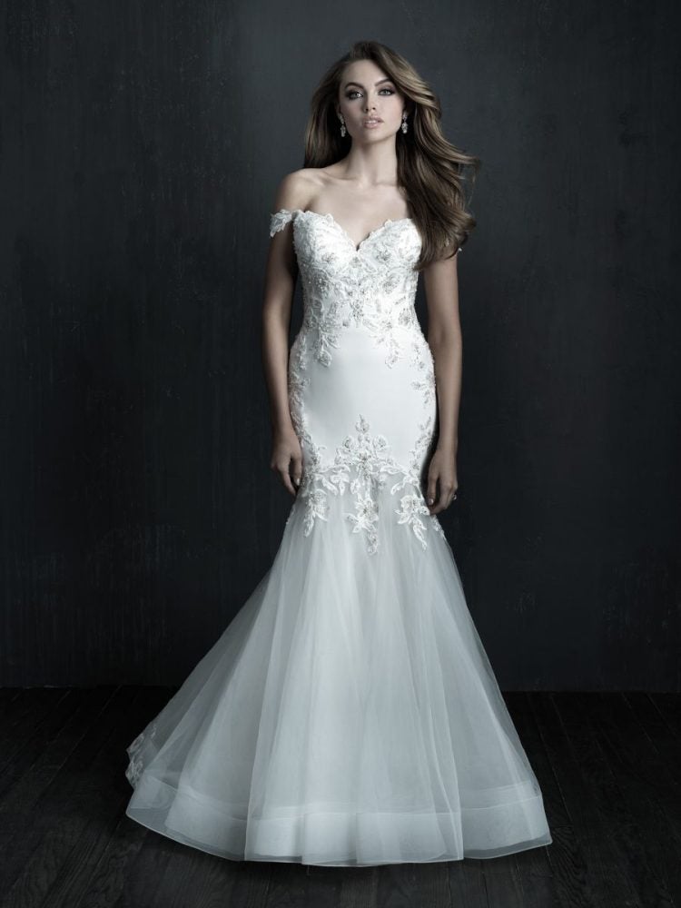 allure off the shoulder wedding dress