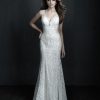 Sleeveless V-neck Lace Sheath Wedding Dress by Allure Bridals - Image 1