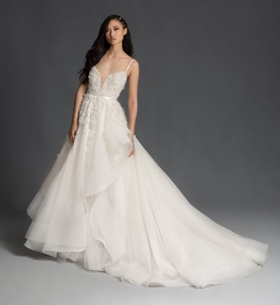 Verrassend Sleeveless Floral Applique Tulle Ball Gown Wedding Dress LT-14