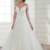 Long Sleeve Lace Ball Gown Wedding Dress by Essense of Australia - Image 1