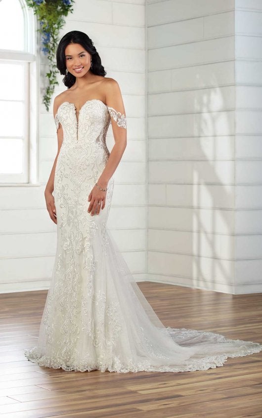 lattice lace wedding dress