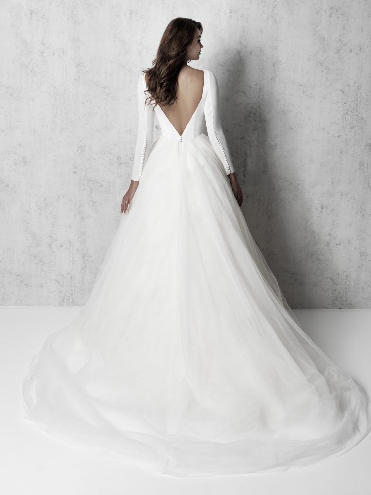 Long Sleeve Bateau Neckline Ball Gown Wedding Dress by Madison James - Image 2