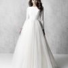 Long Sleeve Bateau Neckline Ball Gown Wedding Dress by Madison James - Image 1