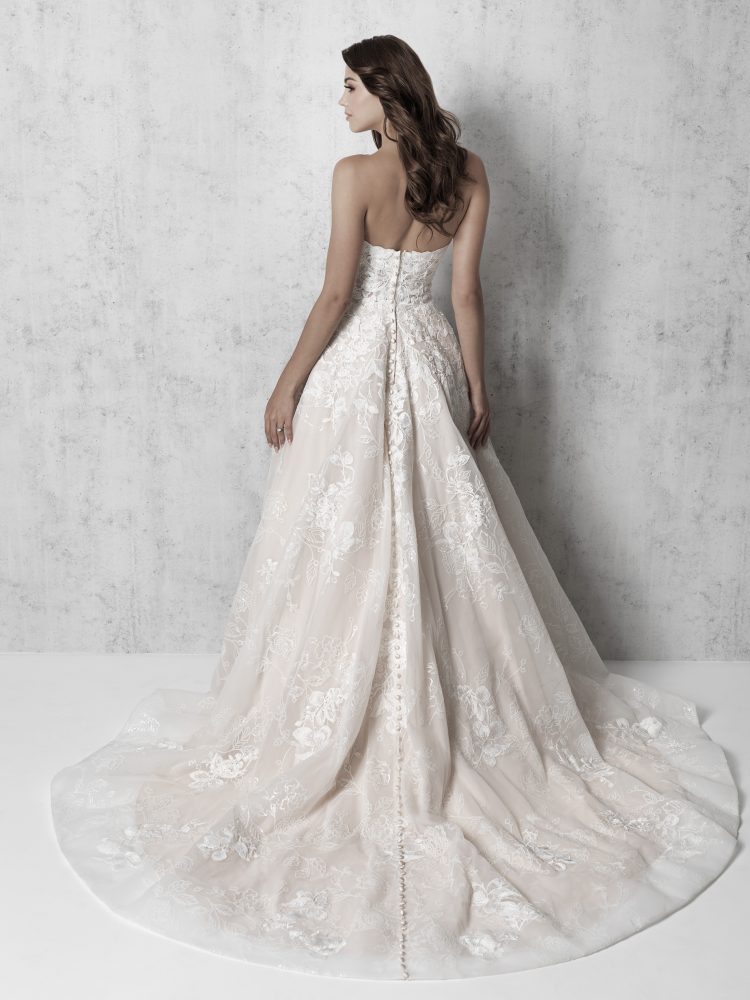 Strapless Lace Applique Ball Gown Wedding Dress by Madison James - Image 2