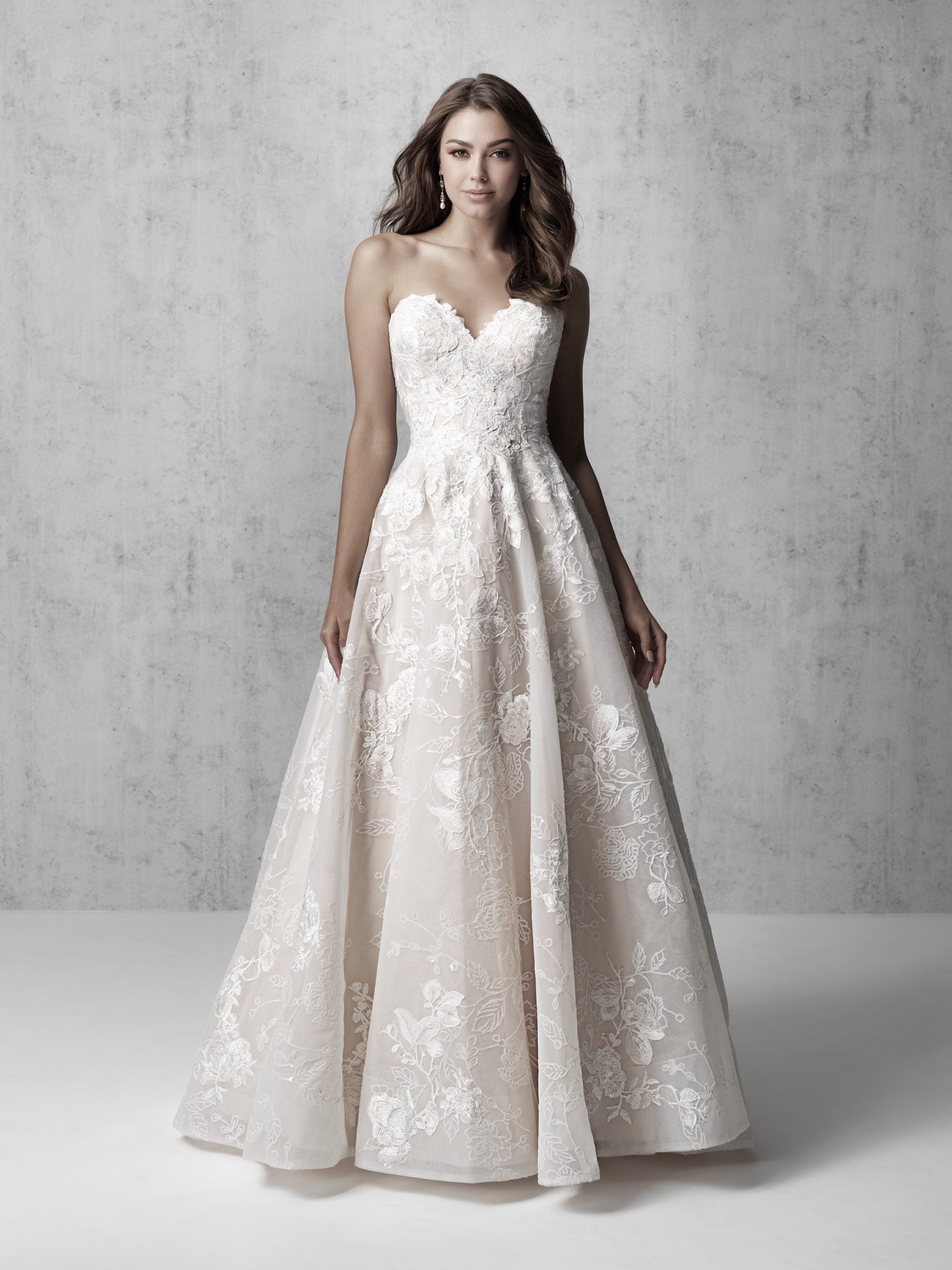 Strapless Lace Applique Ball Gown ...