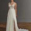 Sleeveless Lace Sheath Wedding Dress With Slit by Martina Liana - Image 1