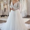 Long Sleeve V-neckline Lace Ball Gown Wedding Dress by Maggie Sottero - Image 1