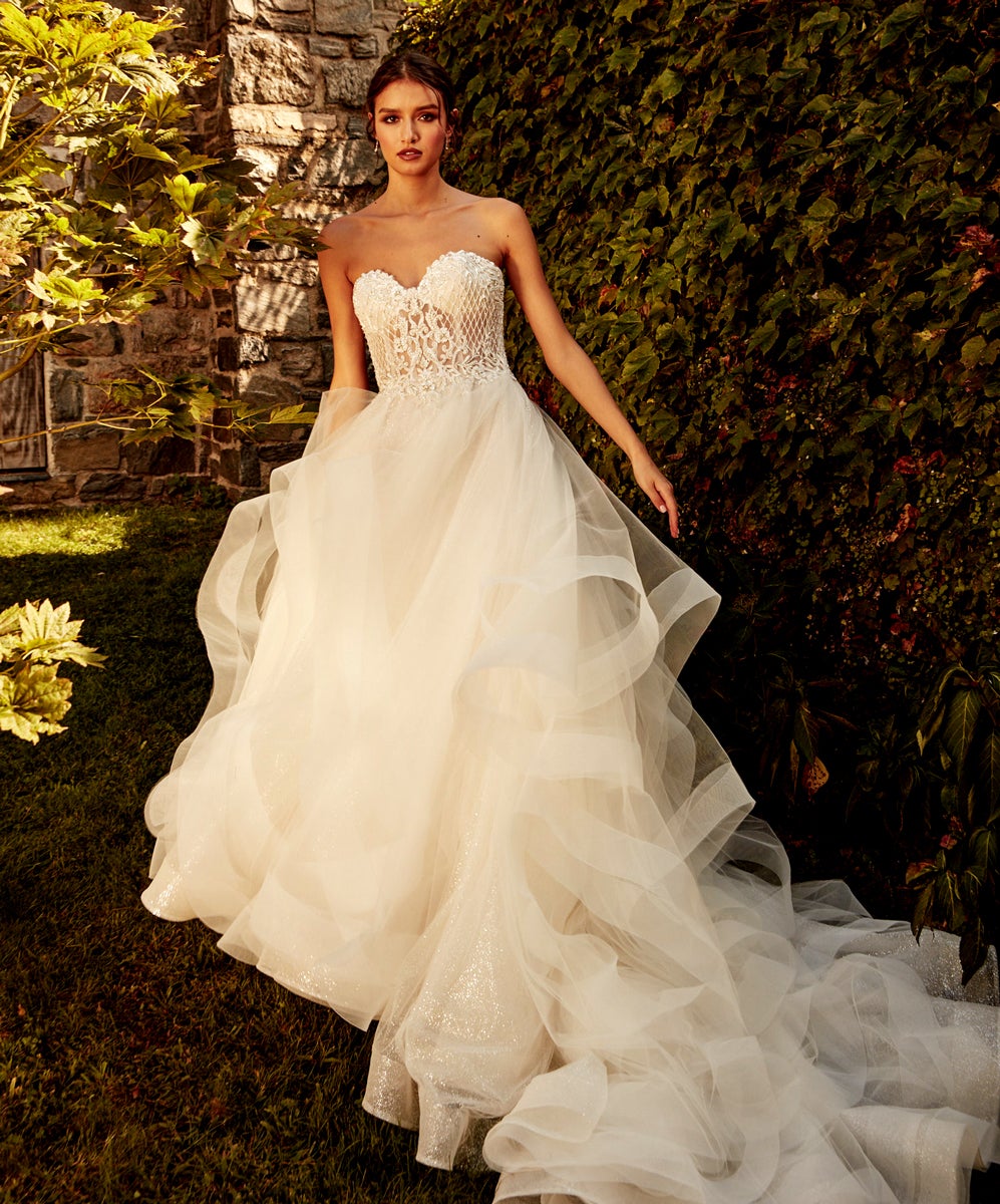 Shimmery Strapless Ballgown with Sweetheart Neckline 