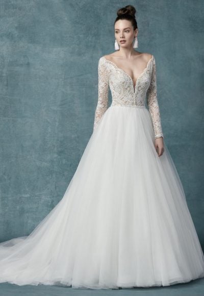 lace and tulle ball gown wedding dress