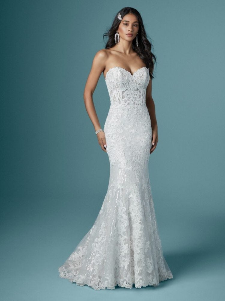 Strapless Sweetheart Neckline Sparkling Mermaid Wedding Dress