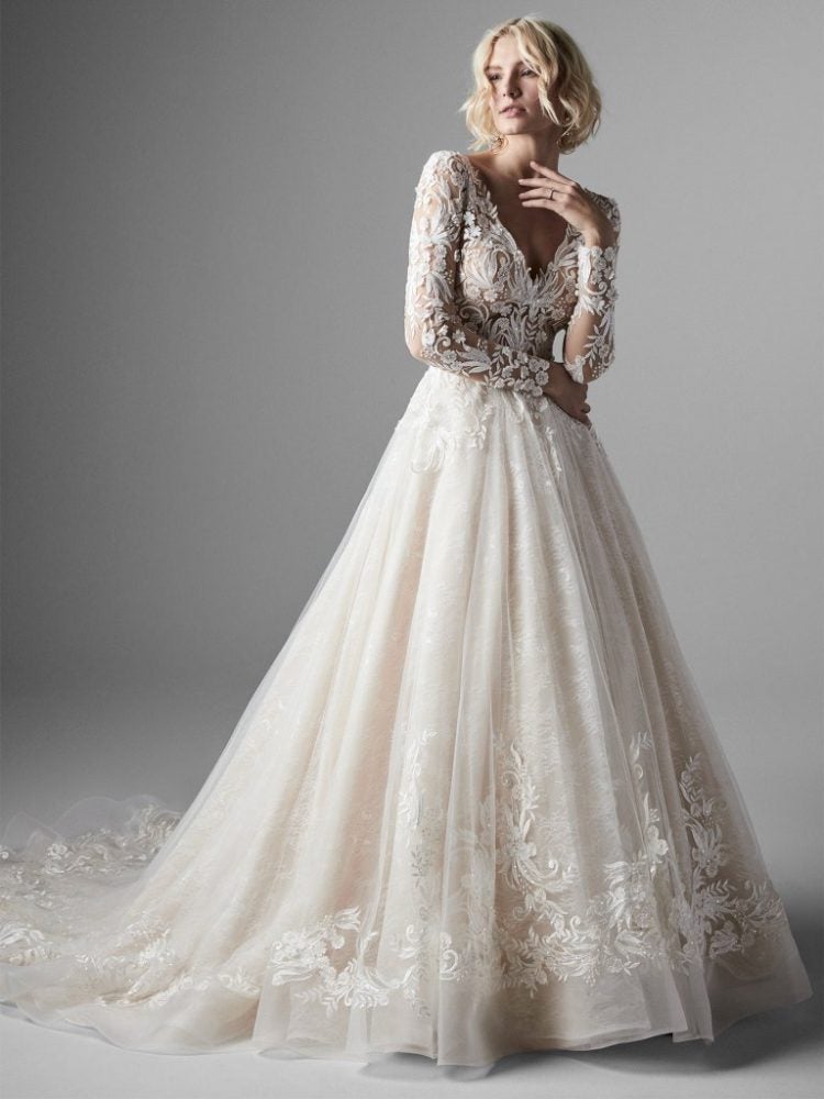 Long Sleeve Lace Ball Gown Wedding ...