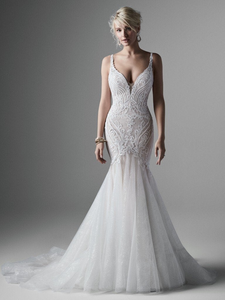 beaded mermaid wedding dress