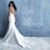 Strapless Sweetheart Neckline Fit And Flare Silk Wedding Dress With Lace Detail by Allure Bridals - Image 2