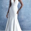 Strapless Sweetheart Neckline Fit And Flare Silk Wedding Dress With Lace Detail by Allure Bridals - Image 1