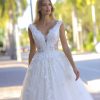 Cap Sleeve V-neckline Beaded Ball Gown Wedding Dress by Randy Fenoli - Image 1