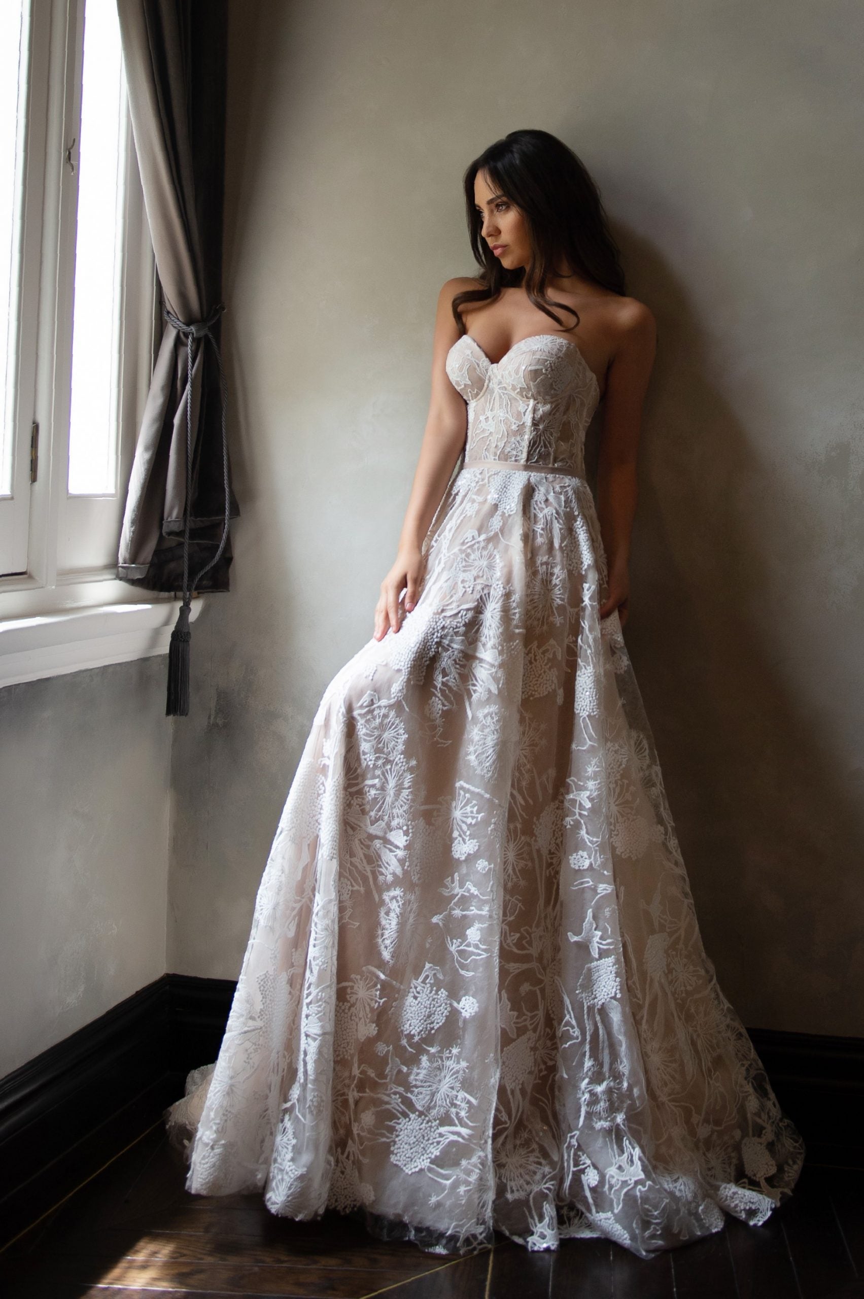 ivory a line wedding dress