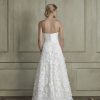 Strapless straight neckline sheath wedding dress with floral appliqué tulle skirt by Sareh Nouri - Image 2