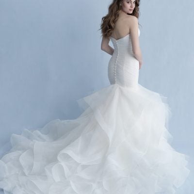 Strapless Sweetheart Neckline Ruched Tulle Mermaid Wedding Dress With ...