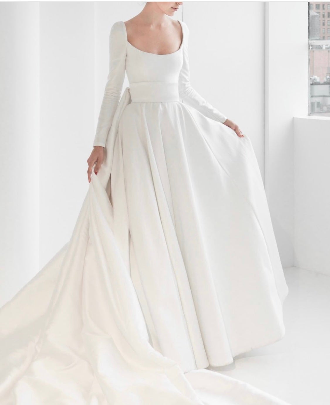 Long Sleeve Simple Ball Gown Wedding 