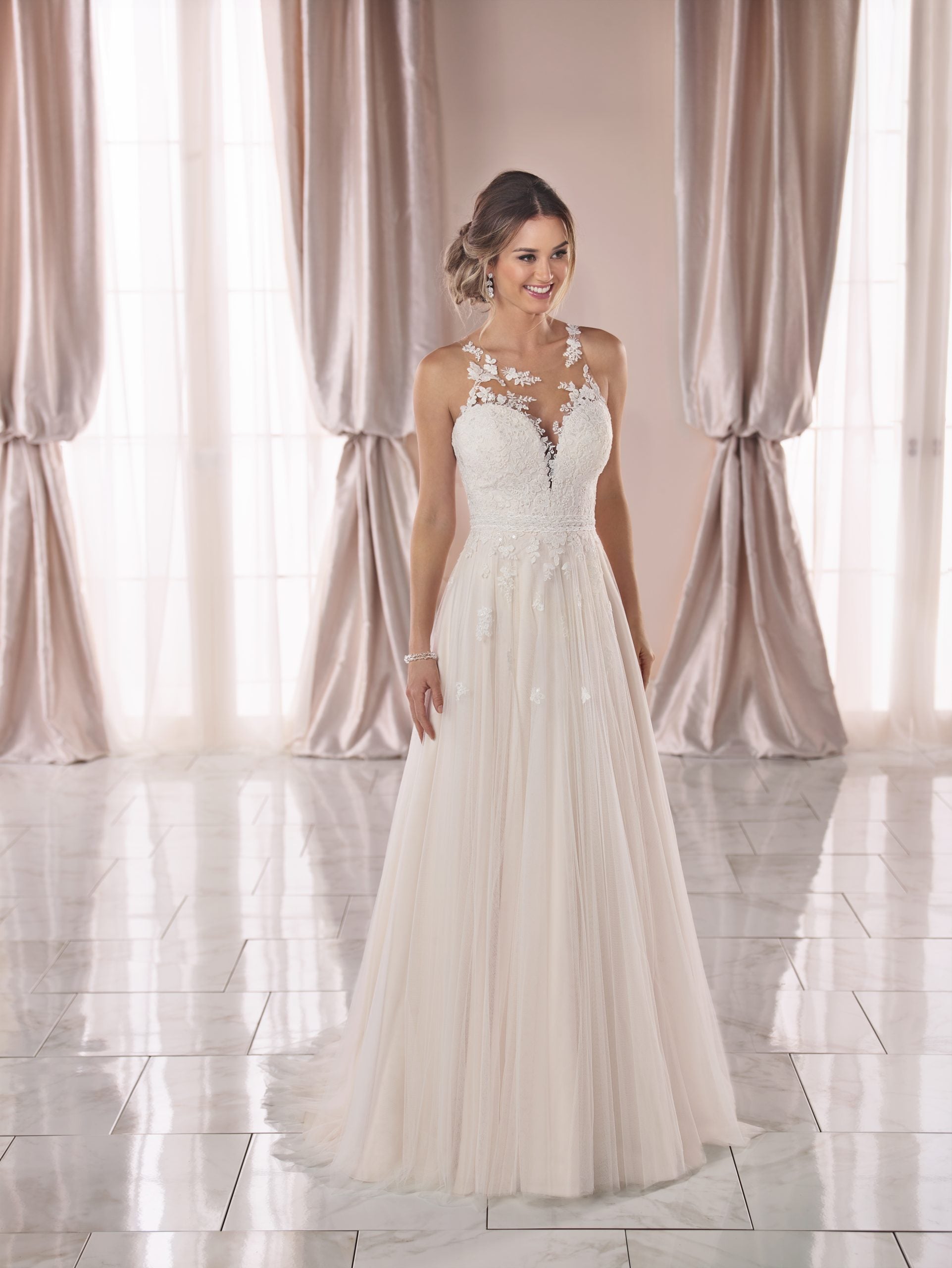 illusion neckline wedding gowns