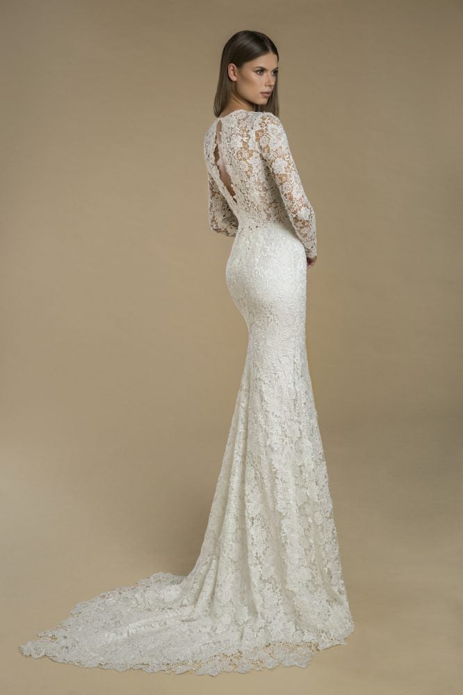 Long Sleeve Lace Sheath Wedding Dress by Love by Pnina Tornai - Image 2