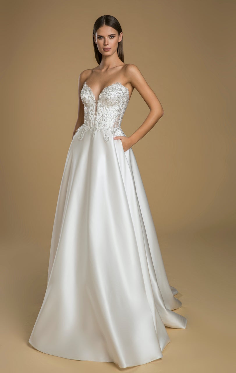 satin lace gown