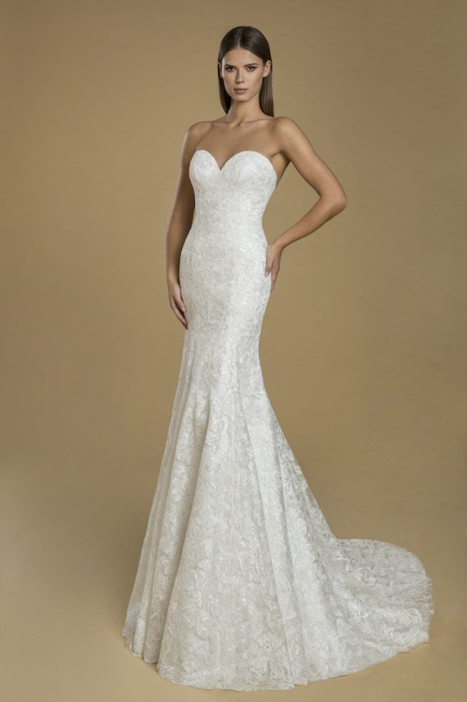 Strapless Fit And Flare Lace Wedding Dress by Love by Pnina Tornai - Image 1