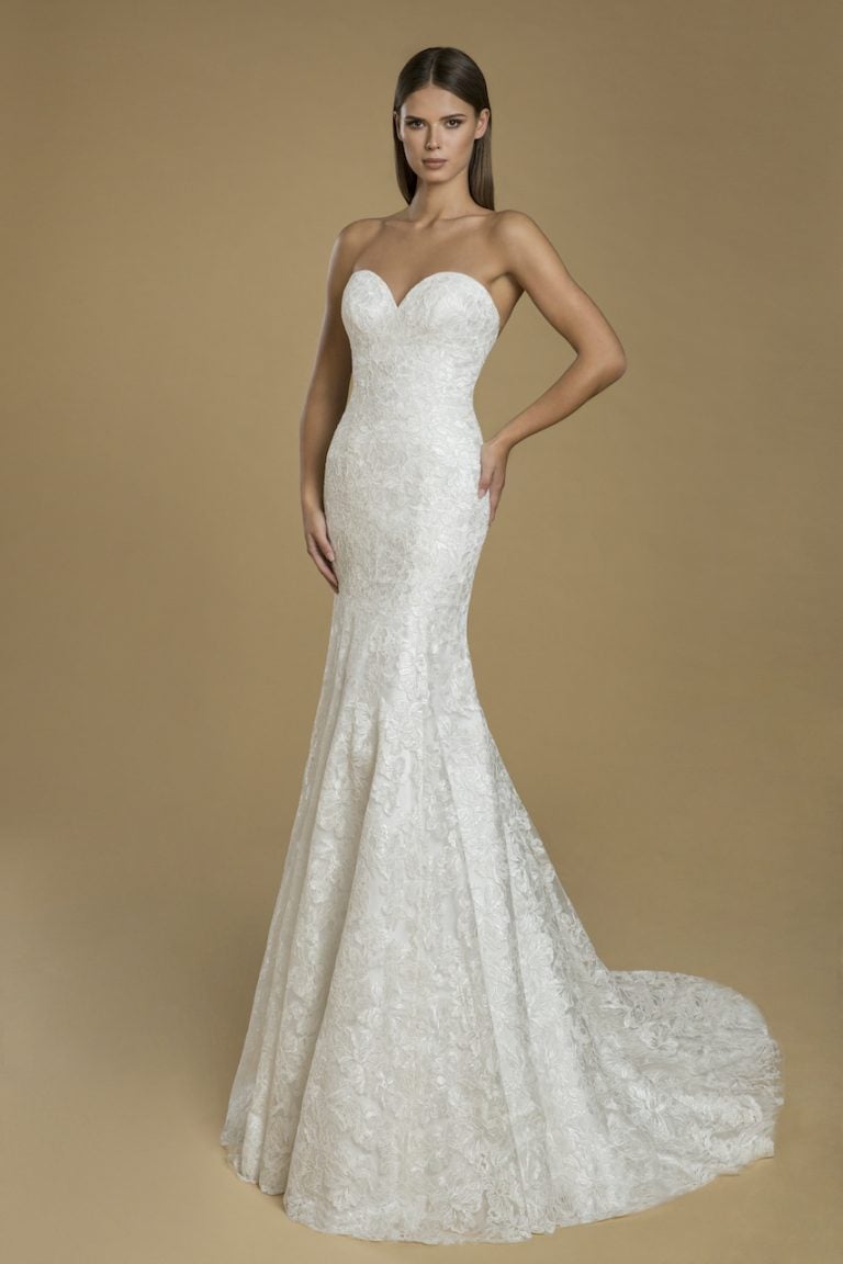 Strapless Fit And Flare Lace  Wedding  Dress  Kleinfeld Bridal 