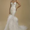Strapless Mermaid Lace Embellished Ruffle Skirt Wedding Dress by Love by Pnina Tornai - Image 1