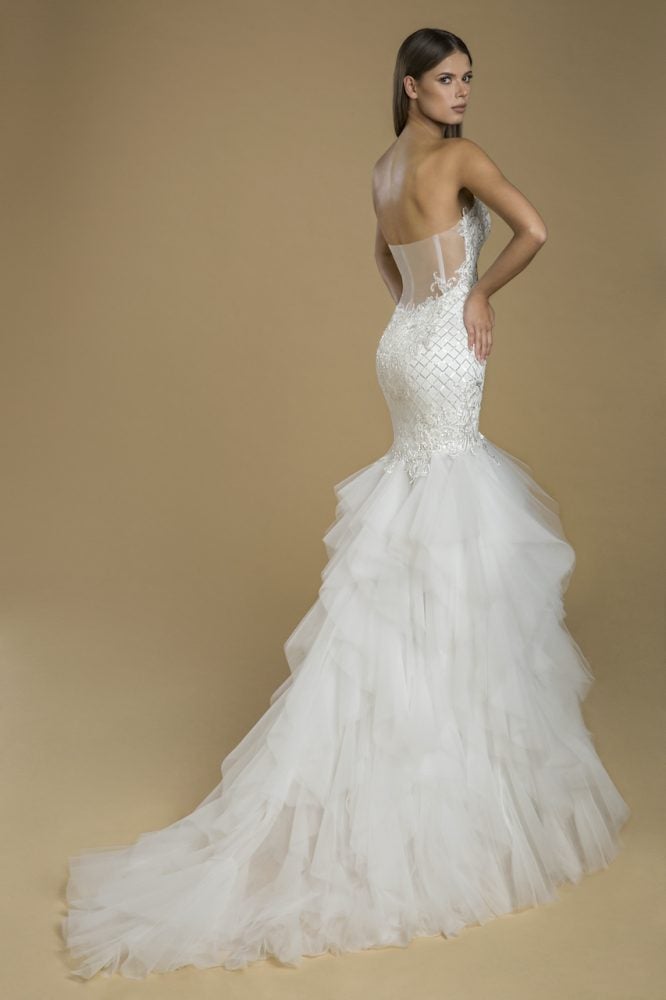 Strapless Sweetheart Neckline Fit And Flare Ruffled Skirt Wedding Dress by Love by Pnina Tornai - Image 2