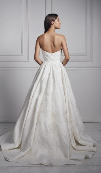 Strapless V-neck Ball Gown Floral Beaded Wedding Dress by Anne Barge - Image 2