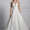 Strapless V-neck Ball Gown Floral Beaded Wedding Dress by Anne Barge - Image 1