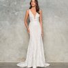 Sleeveless V-neck Sheath Floral Embroidered Wedding Dress by Jane Hill - Image 1