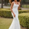Sleeveless Scoop Neck Fit And Flare Beaded Lace Wedding Dress by Martina Liana Luxe - Image 1