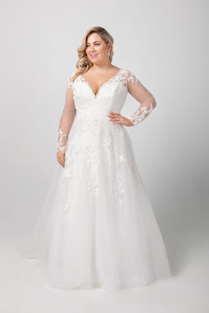 Illusion sleeve wedding dress Clearance