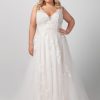 Sleeveless V-neck Beaded Lace A-line Wedding Dress by Michelle Roth - Image 1