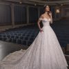 Strapless Off The Shoulder Ball Gown Sequin Wedding Dress by Pronovias - Image 1